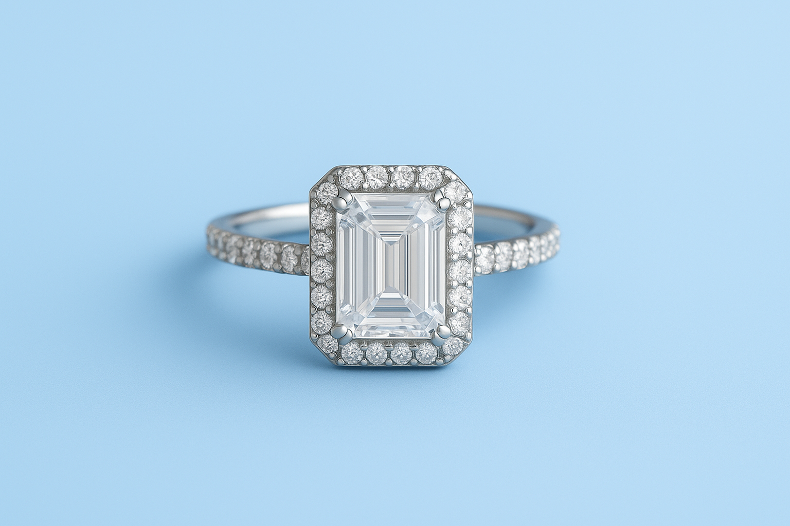 Emerald Cut Moissanite Ring