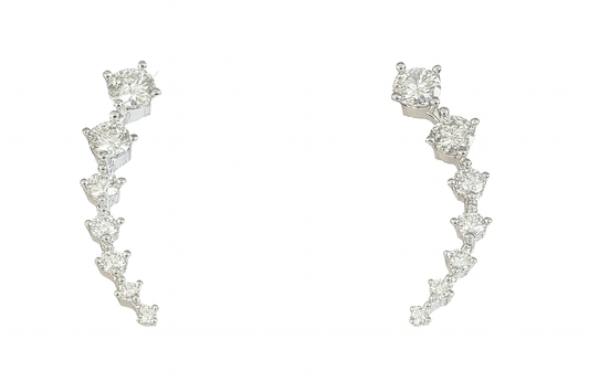 0.95 Carat Moissanite Climber Earrings – 925 Sterling Silver | Elegant Ear Cuff Design