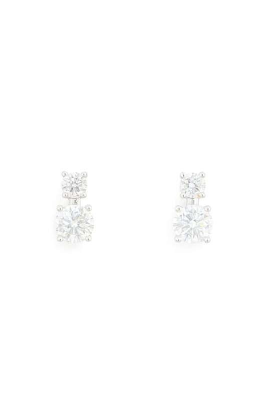 The Radiant Duo Moissanite Drop Earrings – 925 Sterling Silver or Gold Plated