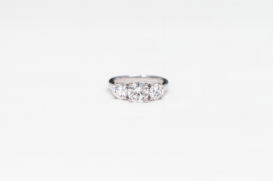 The Trinelle Three-Stone Moissanite Ring – 2 & 4 Carat | 925 Sterling Silver / Gold Plated (Sizes 4–9)