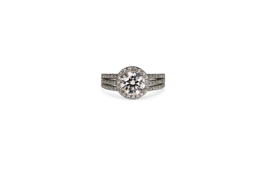 The Royale Triple-Band Halo Moissanite Ring – 2 & 3 Carat | 925 Sterling Silver / Gold Plated (Sizes 6–9)