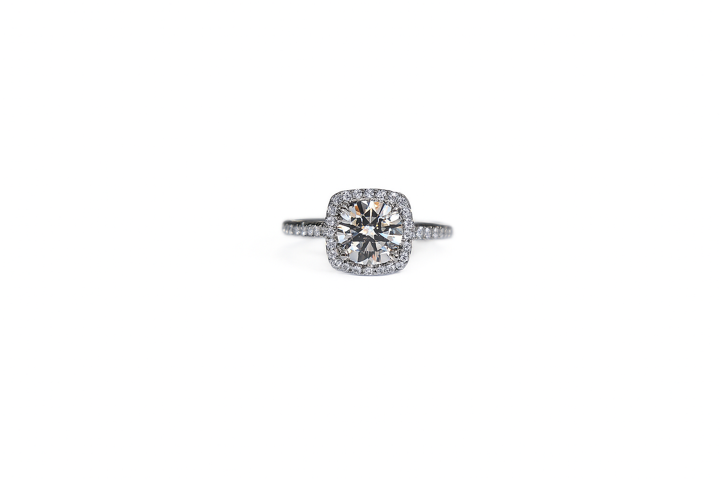 2 Carat Cushion-Cut Moissanite Halo Adjustable Ring – 925 Sterling Silver | Gold Plating Available